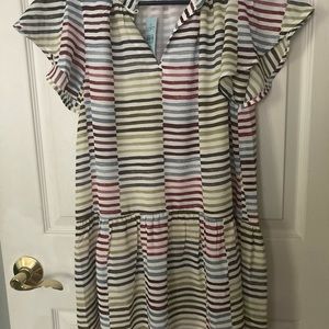 NWT loft flounce dress with ruffle sleeves